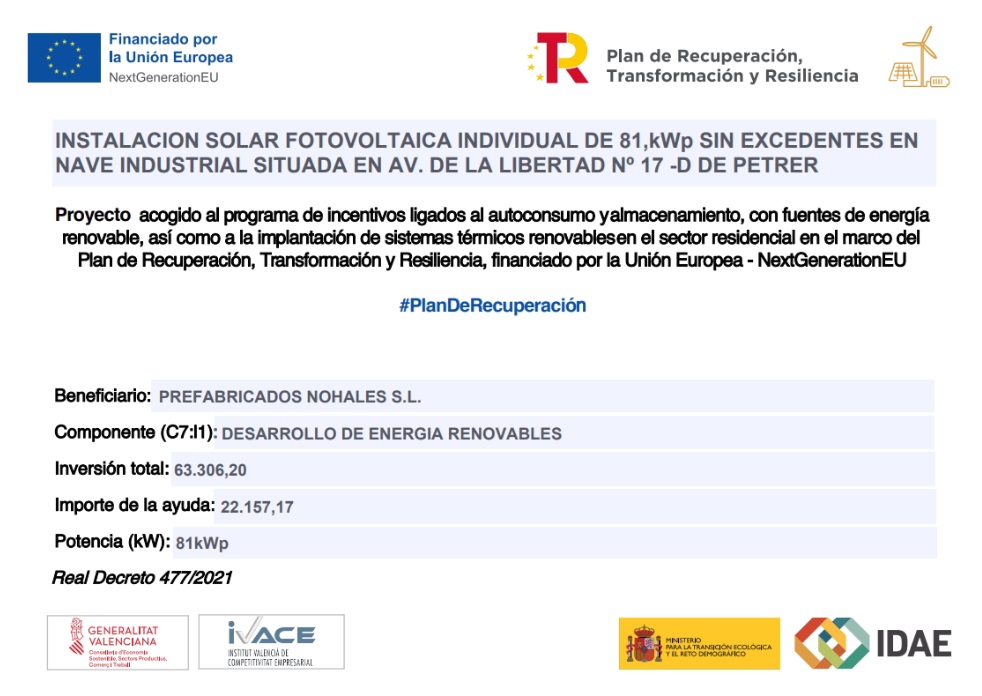 AutoConsumo Prefabricados Nohales 2